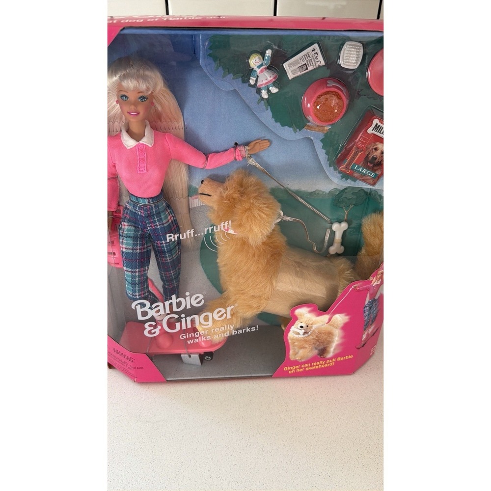 1996 Barbie & Ginger Dog Doll with Accessories Set - NEW